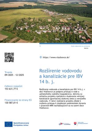 Plagát Rozšírenie vodovodu a kanalizácie pre IBV 14 b.j. 